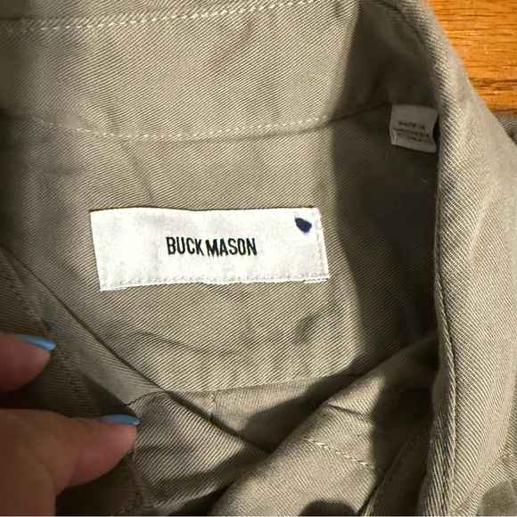 Buck Mason Midi Twill Shirt Dress in Olive Green Sz XS Long Sleeve Relaxed Fit - Picture 8 of 15